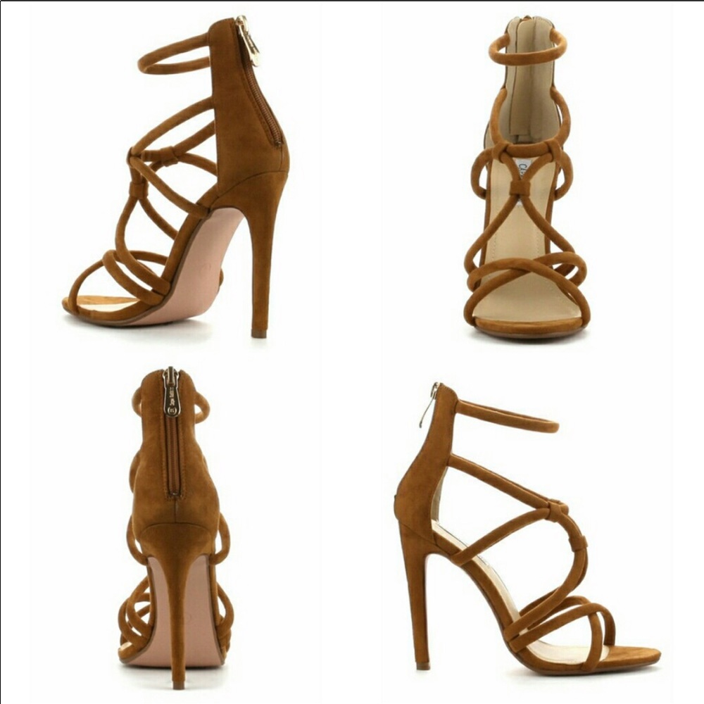 COPY - Camel vegan suede cage heels size 10 BRAND NEW